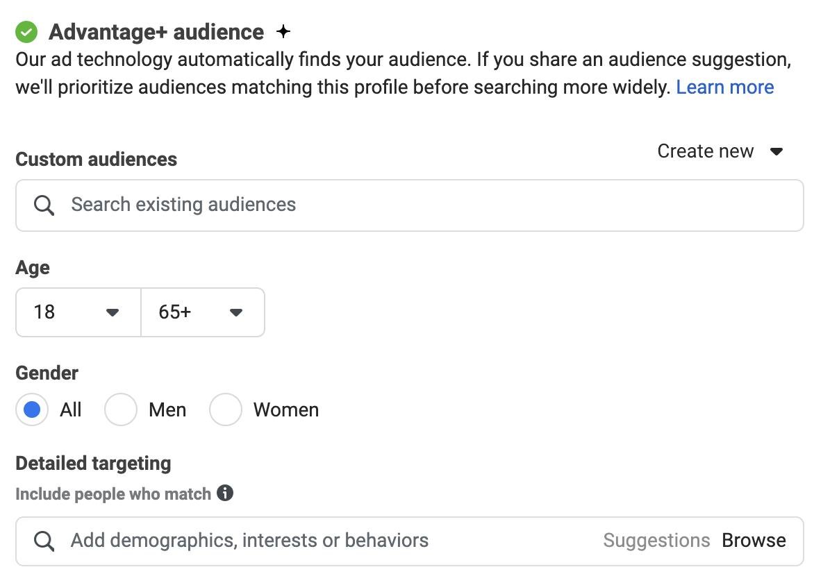 Audience setup from the Dimax Digital Meta Ads guide
